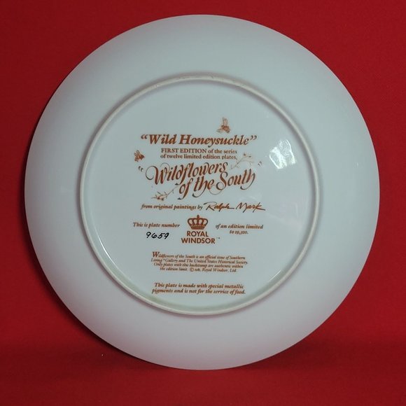 VTG Decorative Plate Royal Windsor Wild Honeysuckle Wildflowers of the South - Picture 3 of 11
